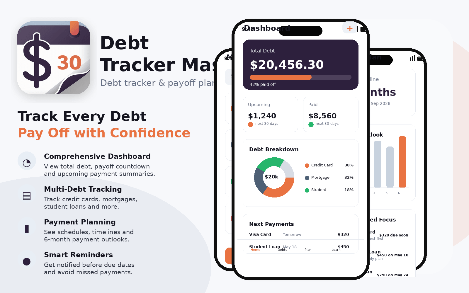 DebtMaster app screenshots